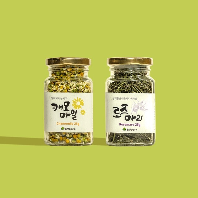 허브이야기,수제 허브티 병차 로즈마리 카모마일 단품 각25g 잎차 원물
